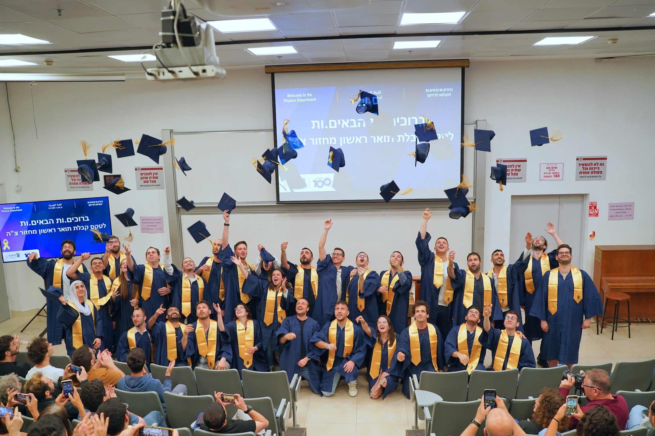 BSc ceremony 2023-24, graduates throwing hats