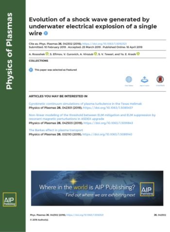 Cover Physics of Plasmas Apr. 16 2019