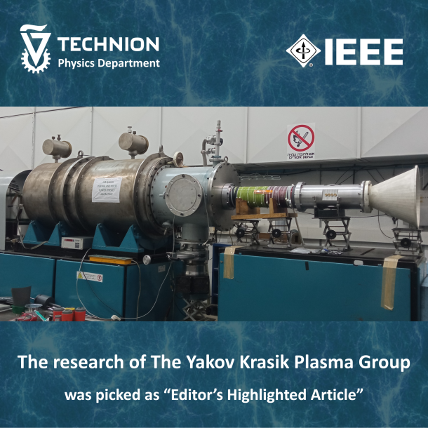 The research of The Yakov Krasik Plasma Group was picked as “Editor’s Highlighted Article”